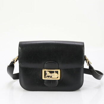 Celine Carriage Leather Shoulder Bag Tote Black